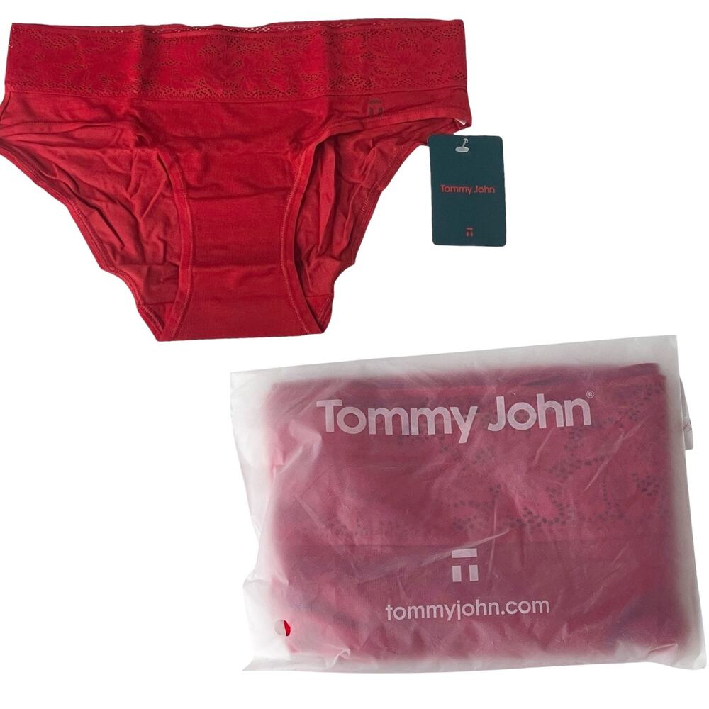 Tommy John Panties XS Women's Haute Red Second Skin Cheeky Lace Waist Brief New